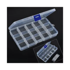 SCATOLA 15 COMPARTI REGOLABILI 18x8CM PORTA MINUTERIE GIOIELLI PERLINE NAIL ART