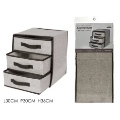 SCATOLA CONTENITORE CASSETTIERA IN TNT A 3 CASSETTI SALVASPAZIO PIEGHEVOLE 30X36
