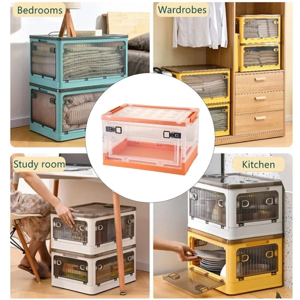 SCATOLA CONTENITORE DI STOCCAGGIO PIEGHEVOLE SALVASPAZIO CON RUOTE 40X28X24 CM