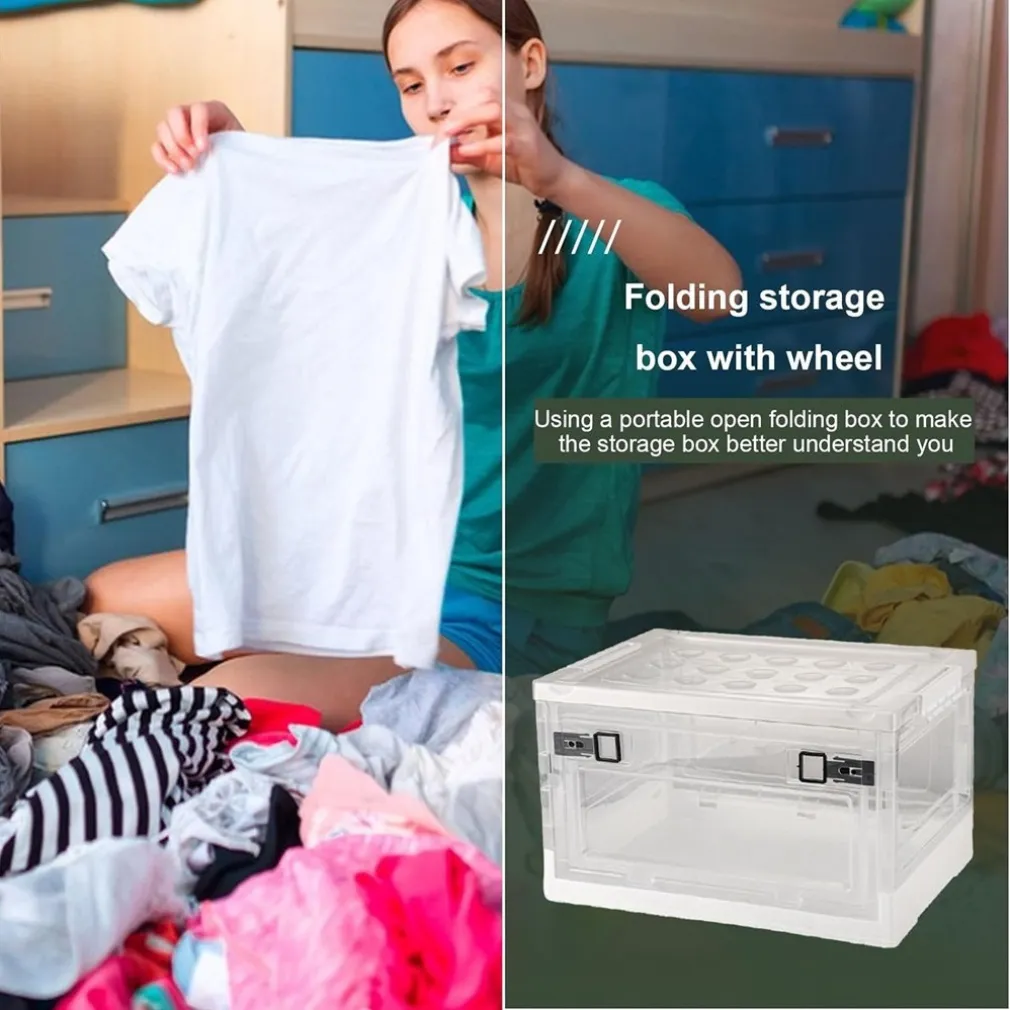 SCATOLA CONTENITORE DI STOCCAGGIO PIEGHEVOLE SALVASPAZIO CON RUOTE 40X28X24 CM