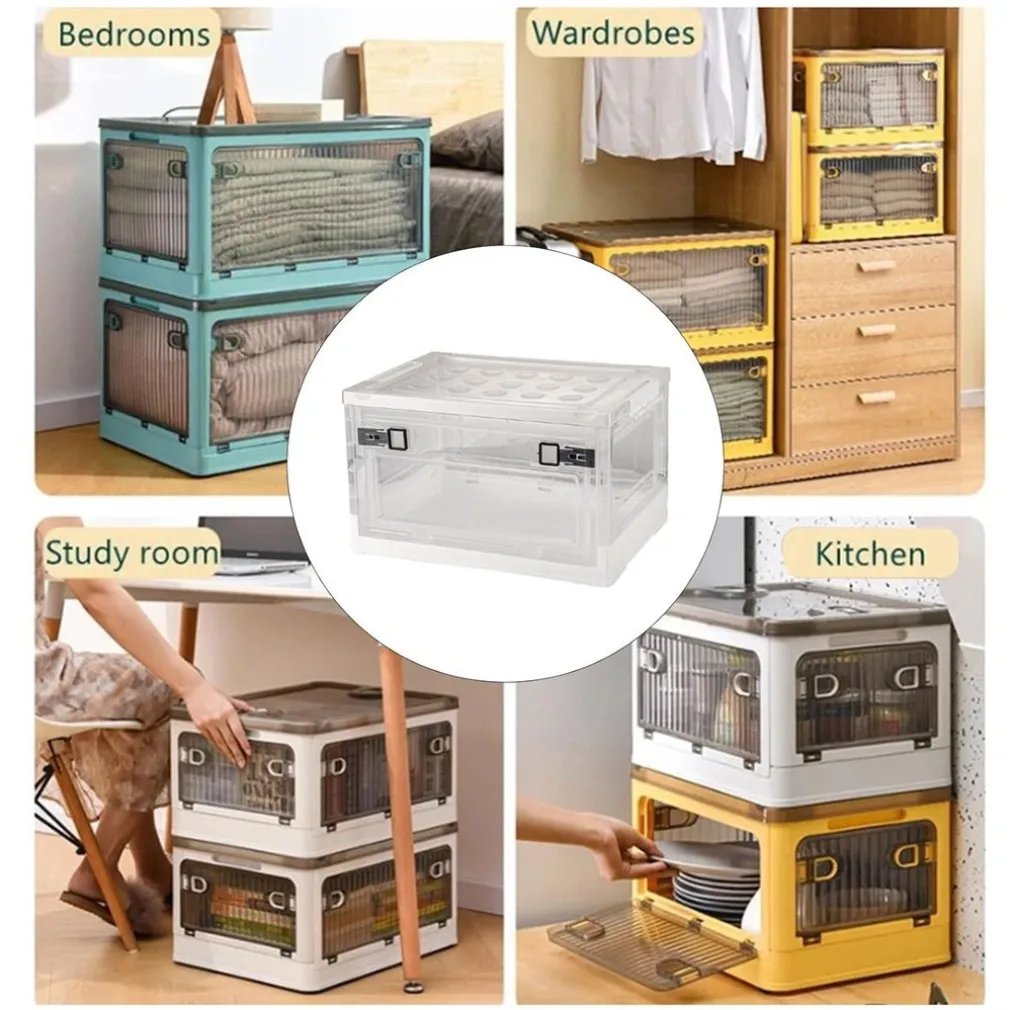 SCATOLA CONTENITORE DI STOCCAGGIO PIEGHEVOLE SALVASPAZIO CON RUOTE 40X28X24 CM