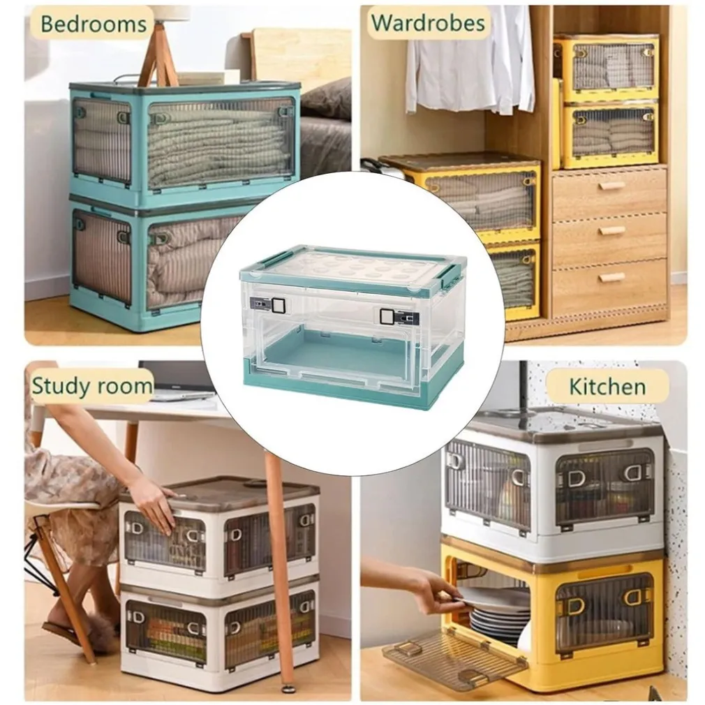 SCATOLA CONTENITORE DI STOCCAGGIO PIEGHEVOLE SALVASPAZIO CON RUOTE 40X28X24 CM