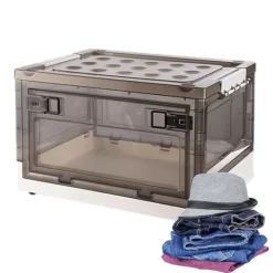 SCATOLA CONTENITORE STOCCAGGIO PIEGHEVOLE SALVASPAZIO CON RUOTE 51 X 34 X 24 CM