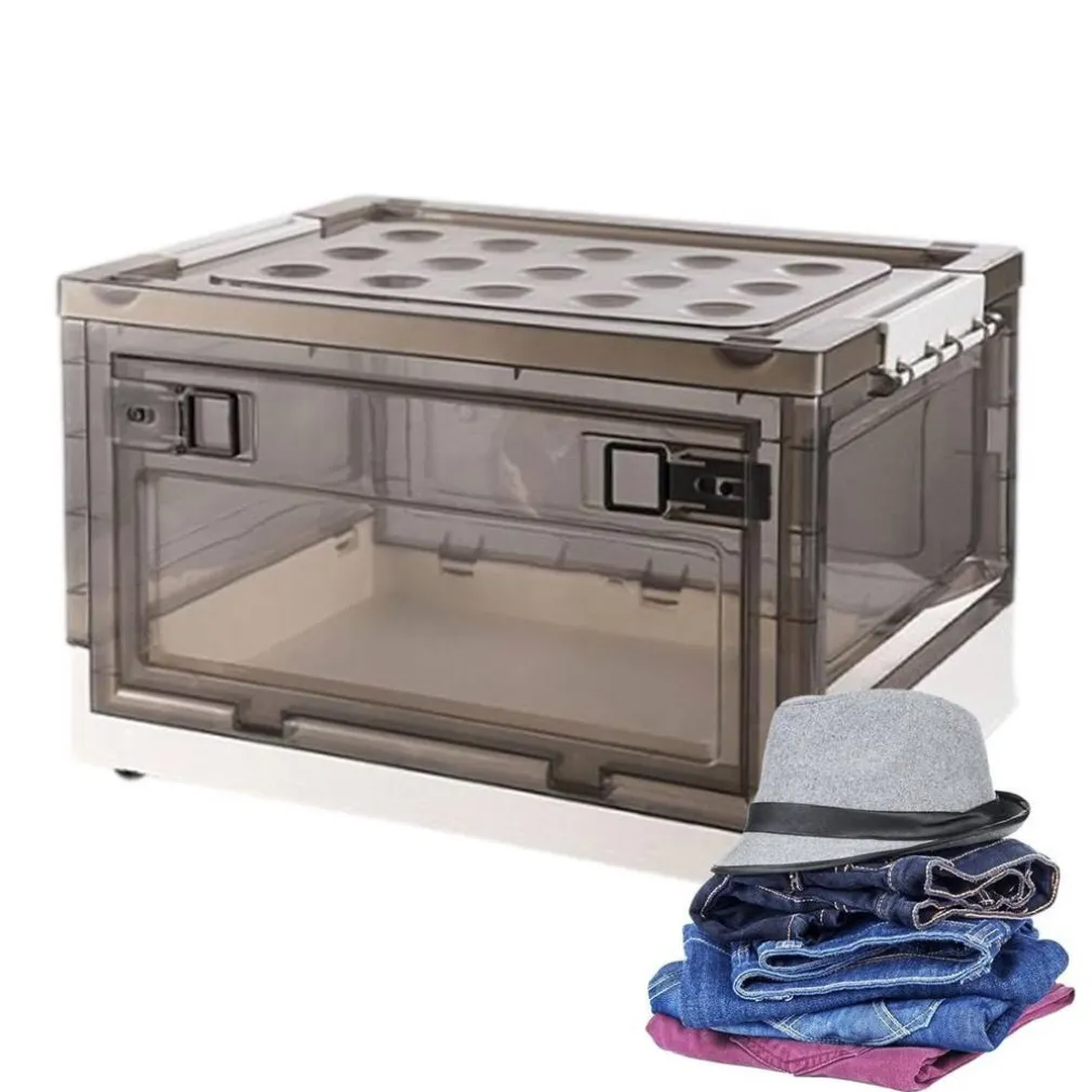 SCATOLA CONTENITORE STOCCAGGIO PIEGHEVOLE SALVASPAZIO CON RUOTE 51 X 34 X 24 CM