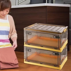 SCATOLA CONTENITORE STOCCAGGIO PIEGHEVOLE SALVASPAZIO CON RUOTE 51 X 34 X 24 CM