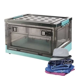 SCATOLA CONTENITORE STOCCAGGIO PIEGHEVOLE SALVASPAZIO CON RUOTE 51 X 34 X 24 CM