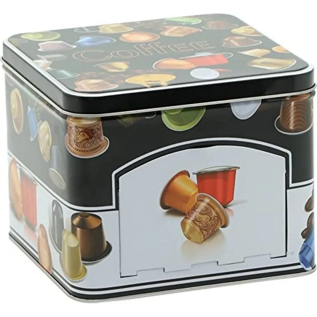 SCATOLA IN LATTA QUADRATO PER PRODOTTI ALIMENTARI CIALDE ELEGANTE DECORATIVO