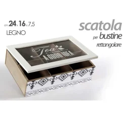 SCATOLA PORTA OGGETTI PER BUSTINE THE 24X16X7,5 CM IN LEGNO RETTANGOLARE 739439