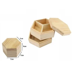 SCATOLA PORTAGIOIE ESAGONO IN LEGNO CON BACHECA 2 PIANI POSTI SCOMPARTI 74020A