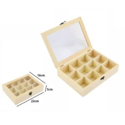 SCATOLA PORTAGIOIE LEGNO CON BACHECA 12 POSTI SCOMPARTI VETRINA 74026A LY-10626