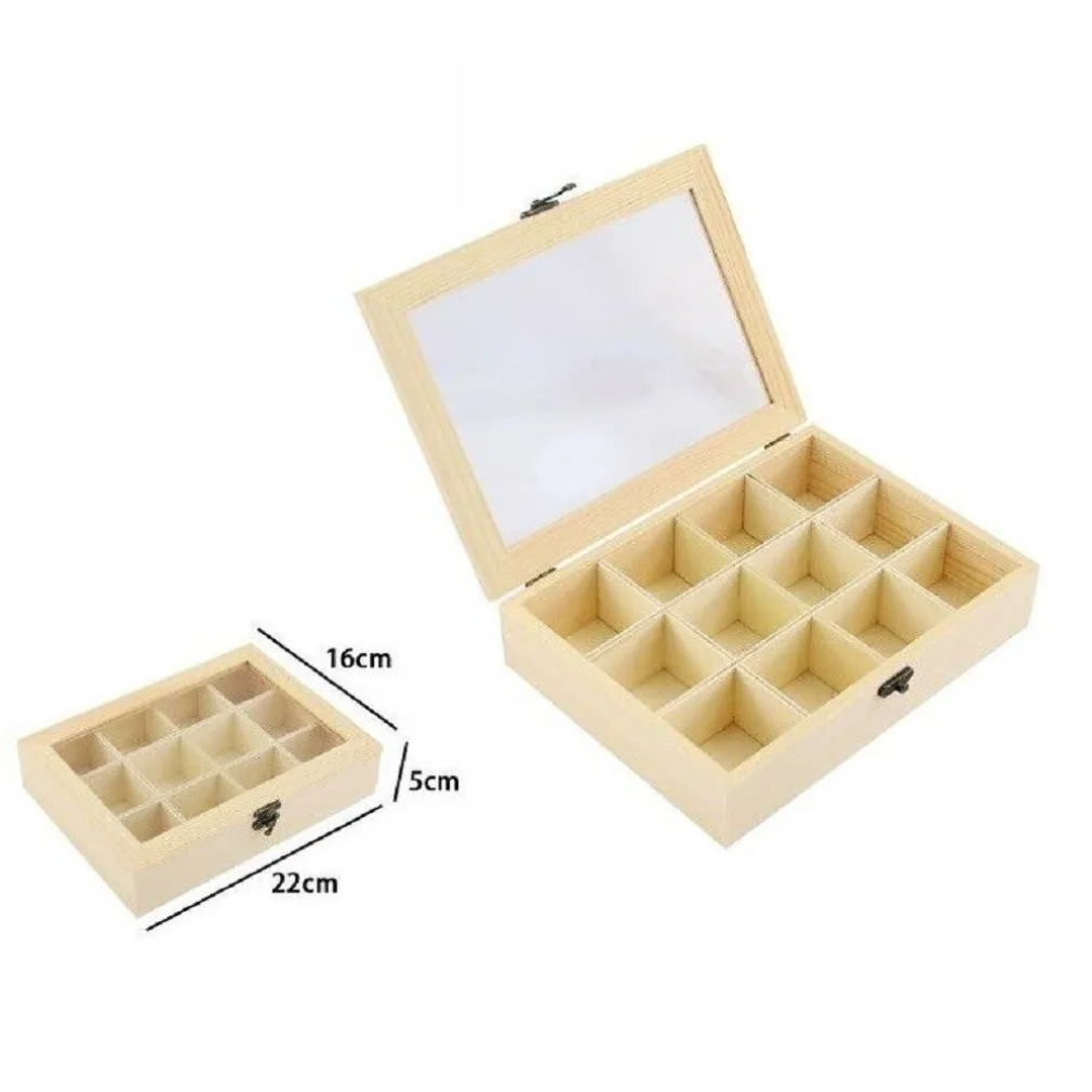 SCATOLA PORTAGIOIE LEGNO CON BACHECA 12 POSTI SCOMPARTI VETRINA 74026A LY-10626