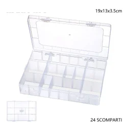 SCATOLA PORTAOGGETTI 12 SCOMPARTI PRATICO CONTENITORE MISURA 19x13x3.5 cm