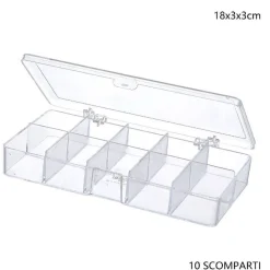 SCATOLA PORTAOGGETTI 10 SCOMPARTI PRATICA SCATOLA CONTENITORE MISURA 18x3x3 CM