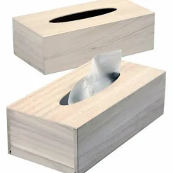 SCATOLA PORTATOVAGLIOLI RETTANGOLARE LEGNO DECOUPAGE COFANETTO FAZZOLETTI VELINE