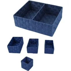 SCATOLE IN TESSUTO COMPONIBILI ORGANIZER BAGNO ARMADI CASSETTI SCAFFALI 79082BLU