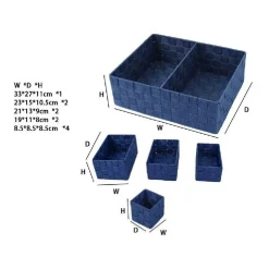 SCATOLE IN TESSUTO COMPONIBILI ORGANIZER BAGNO ARMADI CASSETTI SCAFFALI 79082BLU