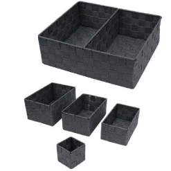 SCATOLE IN TESSUTO PORTAOGGETTI ORGANIZER PER BAGNO ARMADI SCAFFALI 79154 GRIGIO