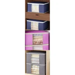 SCATOLE PER ARMADIO SALVASPAZIO PER VESTITI PORTA ABITI GRANDE 60X40X35CM CON FINESTRA