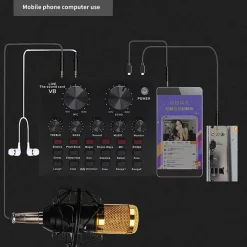 SCHEDA AUDIO V8 CAMBIA VOCE CONVERSIONE EFFETTI SONORI MIXER REGISTRAZIONE USB