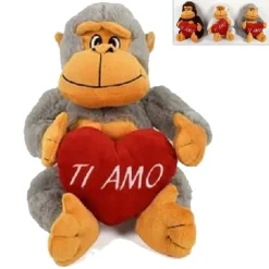 SCIMMIA PELUCHE 25CM SCIMMIETTA CON CUORE TI AMO IDEA REGALO SAN VALENTINO 3 COLORI