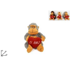 SCIMMIA PELUCHE 25CM SCIMMIETTA CON CUORE TI AMO IDEA REGALO SAN VALENTINO 3 COLORI
