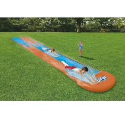 SCIVOLO DOPPIO ACQUASCIVOLO GIOCHI GIARDINO GONFIABILI CON SPRUZZI 488 CM 52328