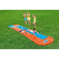 SCIVOLO DOPPIO ACQUASCIVOLO GIOCHI GIARDINO GONFIABILI CON SPRUZZI 488 CM 52328
