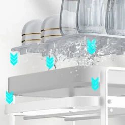 SCOLAPIATTI MENSOLA CON 2 RIPIANI IMPILABILI ORGANIZER IN METALLO CON VASSOIO DRENAGGIO