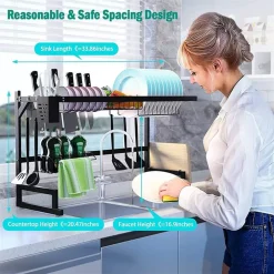 SCOLAPIATTI ORGANIZER LAVELLO IN ACCIAIO 2 LIVELLI SALVASPAZIO REGOLABILE CUCINA