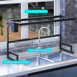 SCOLAPIATTI ORGANIZER LAVELLO IN ACCIAIO 2 LIVELLI SALVASPAZIO REGOLABILE CUCINA
