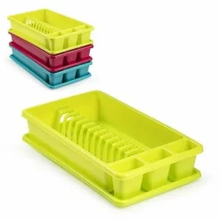 SCOLAPIATTI RETTANGOLARE MEDIO IN PLASTICA COLORATA CON PORTA POSATE CUCINA
