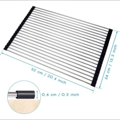 SCOLAPIATTI ROLL UP PIEGHEVOLE E REGOLABILE IN ACCIAIO INOSSIDABILE PER LAVELLO