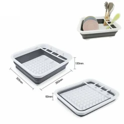 SCOLAPIATTI SCOLA PIATTI POSATE PIEGHEVOLE IN PLASTICA CON VASSOIO SALVAGOCCIA