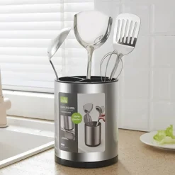 SCOLAPOSATE IN ACCIAIO ORGANIZER PER POSATE CONTENITORE ROTONDO PORTAUTENSILI DA CUCINA