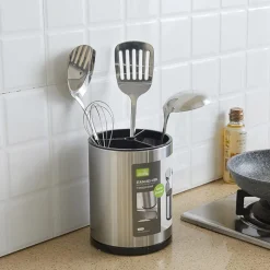 SCOLAPOSATE IN ACCIAIO ORGANIZER PER POSATE CONTENITORE ROTONDO PORTAUTENSILI DA CUCINA