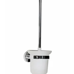 SCOPINO DA BAGNO CON PORTA SCOPINO A MURO IN ACCIAIO E VETRO FISSAGGIO A VITI