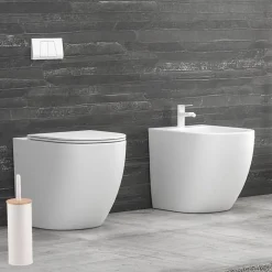 SCOPINO DA BAGNO CON PORTASCOPINO BIANCO LEGNO MODERNO DA WC SPAZZOLONE 87459