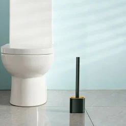 SCOPINO PER WC BAGNO SPAZZOLA PER PULIZIA IN SILICONE CON PORTASCOPINO DA MURO