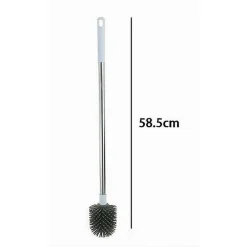SCOPINO WC SPAZZOLA BAGNO SETOLE IN SILICONE MANICO ACCIAIO PLASTICA LUNGO 87623