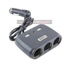 SDOPPIATORE ADATTATORE 3 ACCENDISIGARI TRIPLO + 2 USB 120W AUTO CAMPER BARCA MULTICARICATORE