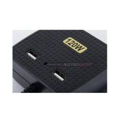 SDOPPIATORE ADATTATORE 3 ACCENDISIGARI TRIPLO + 2 USB 120W AUTO CAMPER BARCA MULTICARICATORE