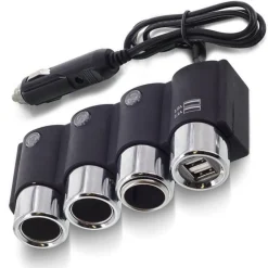 SDOPPIATORE PRESA ACCENDISIGARI 3 POSTI 2 PORTE USB CARICA BATTERIA 120W IC-1503