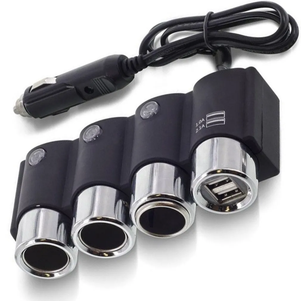 SDOPPIATORE PRESA ACCENDISIGARI 3 POSTI 2 PORTE USB CARICA BATTERIA 120W IC-1503