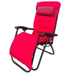 SDRAIO CON CUSCINO IMBOTTITO ROSSO IN TEXTILENE POLTRONA RELAX TERRAZZO GIARDINO 483006