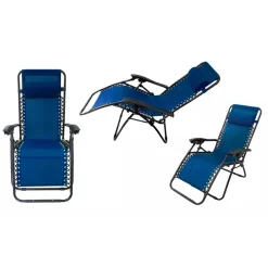 SDRAIO SEDIA IN TEXTILENE BLU PIEGHEVOLE MULTIPOSIZIONE RECLINABILE GIARDINO 221005