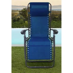 SDRAIO SEDIA IN TEXTILENE BLU PIEGHEVOLE MULTIPOSIZIONE RECLINABILE GIARDINO 221005