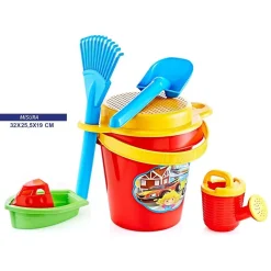 SECCHIELLO CON ACCESSORI PALETTA INNAFFIATOIO BARCA GIOCHI MARE BAMBINI 752008