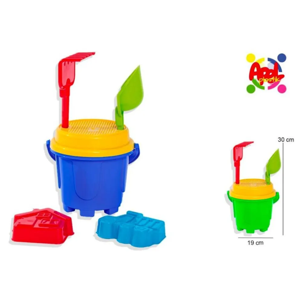 SECCHIELLO DA MARE CON PALETTA RASTRELLO FORMINE GIOCO DA SPIAGGIA PER BAMBINI