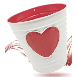 SECCHIELLO DECORATIVO CUORE ROSSO IN LATTA 14 CM IDEA REGALO SAN VALENTINO 92287