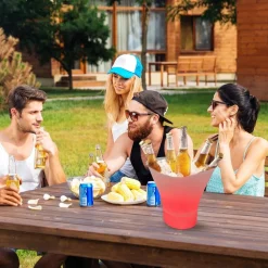 SECCHIELLO DEL GHIACCIO LUCI A LED DA 7LT SECCHIO REFRIGERANTE BEVANDE RICARICA TIPO C